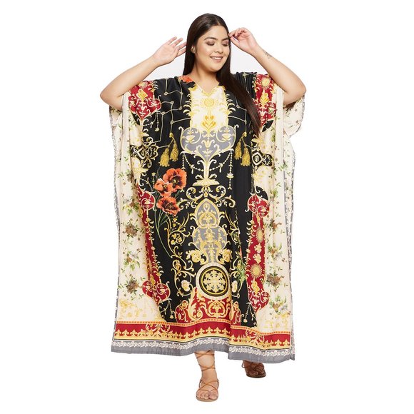 Gypsie Blu Plus Size Polyester Moo Moos Caftan Dress for Women Beach Cover-Up - Picture 4 of 10